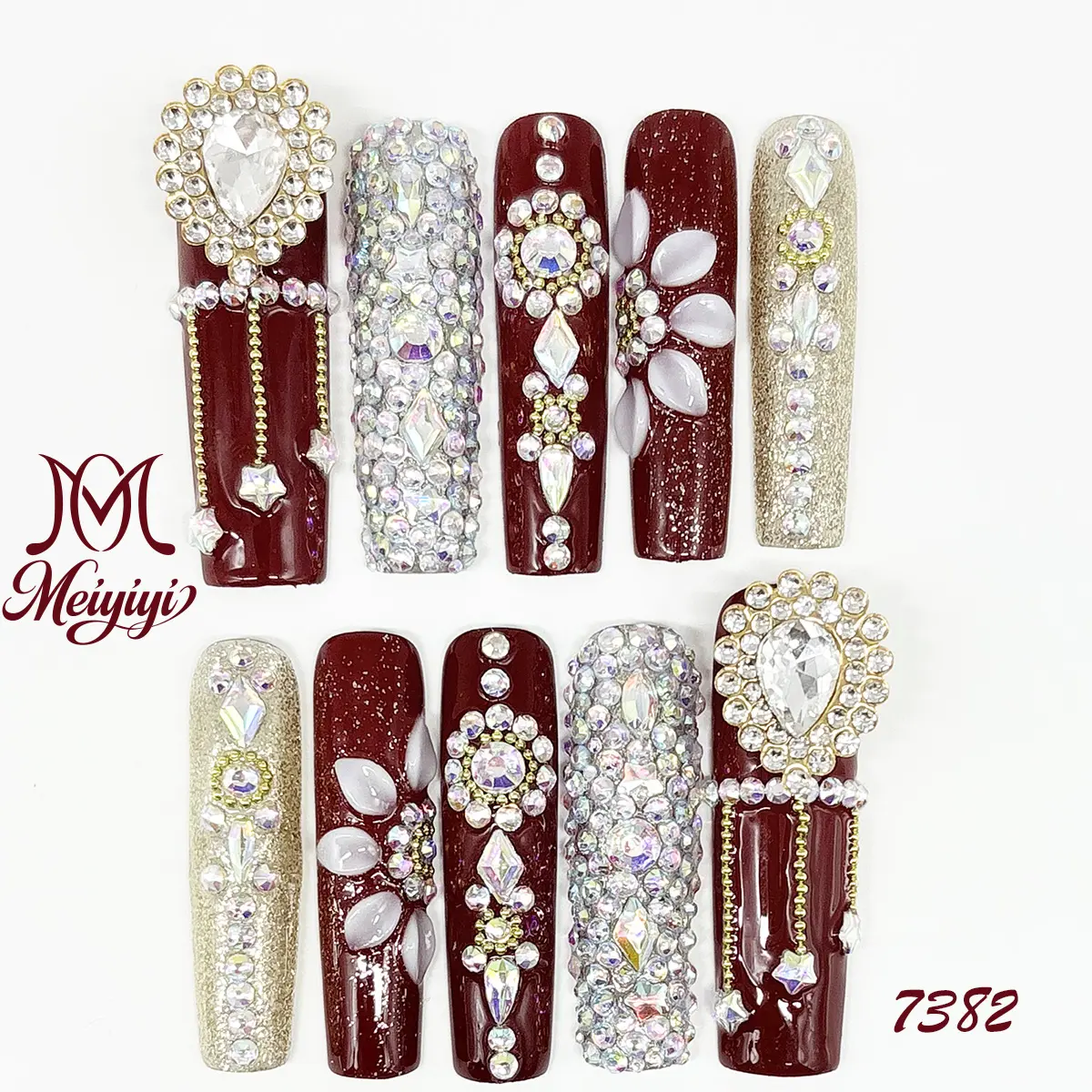 .DP.7382.Luxury Full Rhinestone Wearable Nails