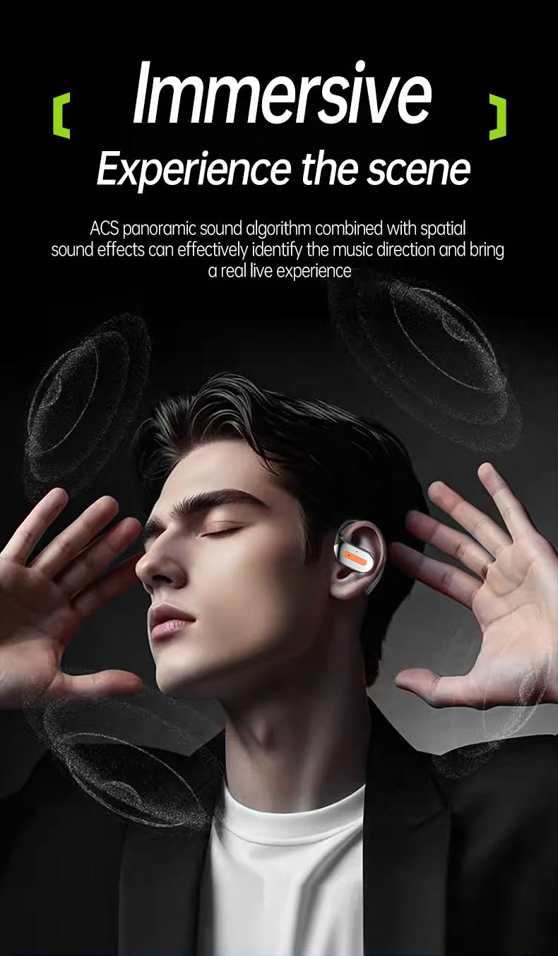 Acer OHR502 Bone Conduction Wireless Wireless Earbuds - New Model Over-Ear Design headset, Long Battery Life, Enhanced Audio Experience for Active Use gaming headset fast charge Electronic Headphone Pink