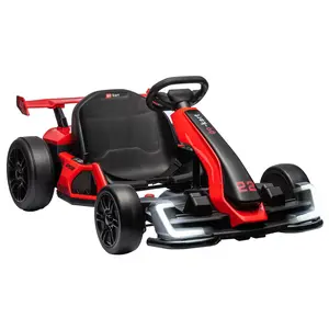 24V Kids Electric Drift Kart,300W Powerful Motor 8.5MPH, Big Battery, EVA Tires, Adjustable Length, Drift/Sport Modes, Brake Pedal, for Kids-Red