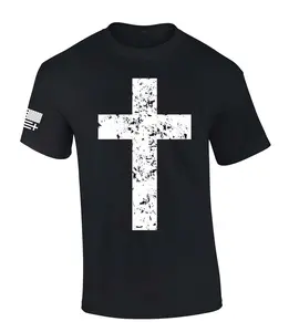 Trenz Shirt Company Mens Christian Tshirt Grunge Cross Faith Jesus Short Sleeve T-shirt
