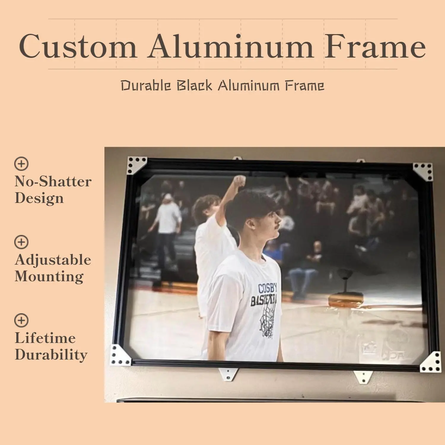 24x36 Custom Aluminum No Shatter Print Frame (Black)