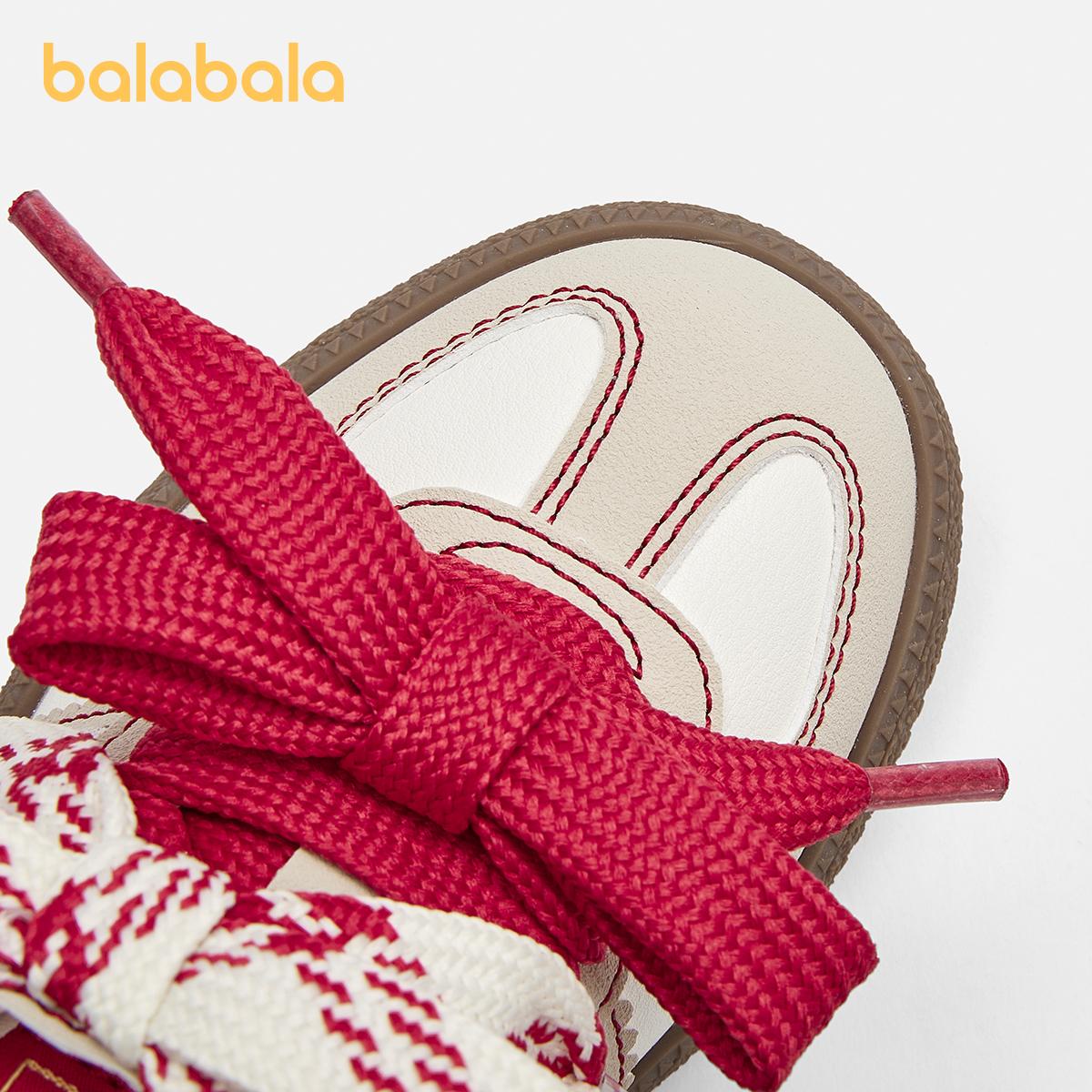 Balabala Kids Sneakers Girls' Training Shoes 2025 Breathable Anti-Slip Easy Velcro Spring Colors White Red Dreamy Pink Full Rubber Outsole Leather Toe Cap