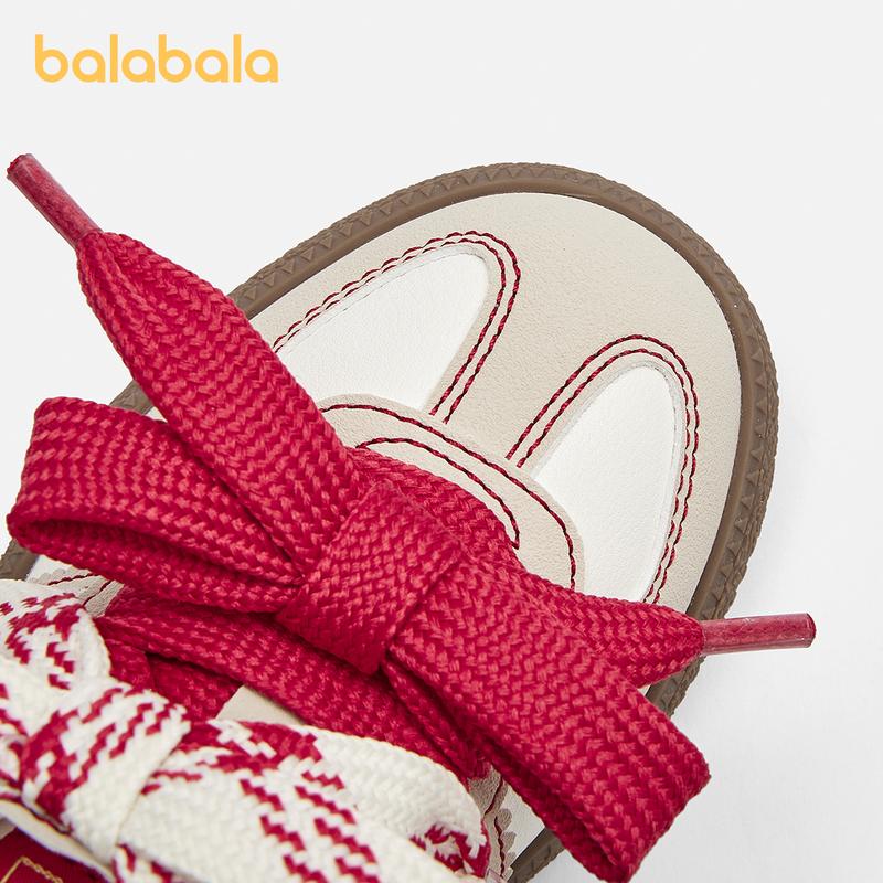 Balabala Kids Sneakers Girls' Training Shoes 2025 Breathable Anti-Slip Easy Velcro Spring Colors White Red Dreamy Pink Full Rubber Outsole Leather Toe Cap