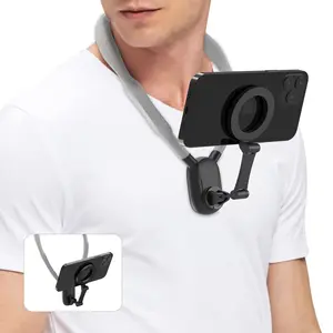 Hands-Free Magnetic Neck Mount: Secure Holder for Phones, Perfect for Vlogging and Selfies! Compatible with iPhone 15/14/13/12 Series and Android Devices
