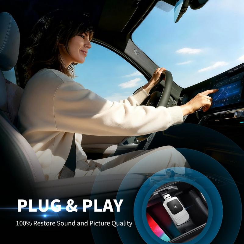 【TikTokShopBlackFriday】 New CarPlay 2026 Wireless Adapter for iPhone/Android Fast Connect No Delay Hands-Free Calling Electronic Charger CarPlay Adapter