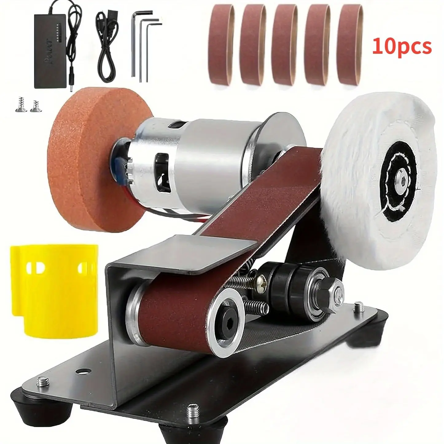 Stainless Steel 3-In-1 Multi-Tool Kit - Mini Belt Sander, 15-Degree Electric Knife Sharpener (Great for Sharpening Knives at Home), Adjustable Speed Bench Grinder, 7-Speed Buffer Polisher for Metal, Wood, DIY Enthusiasts, Tools And Gadgets, Steel Body
