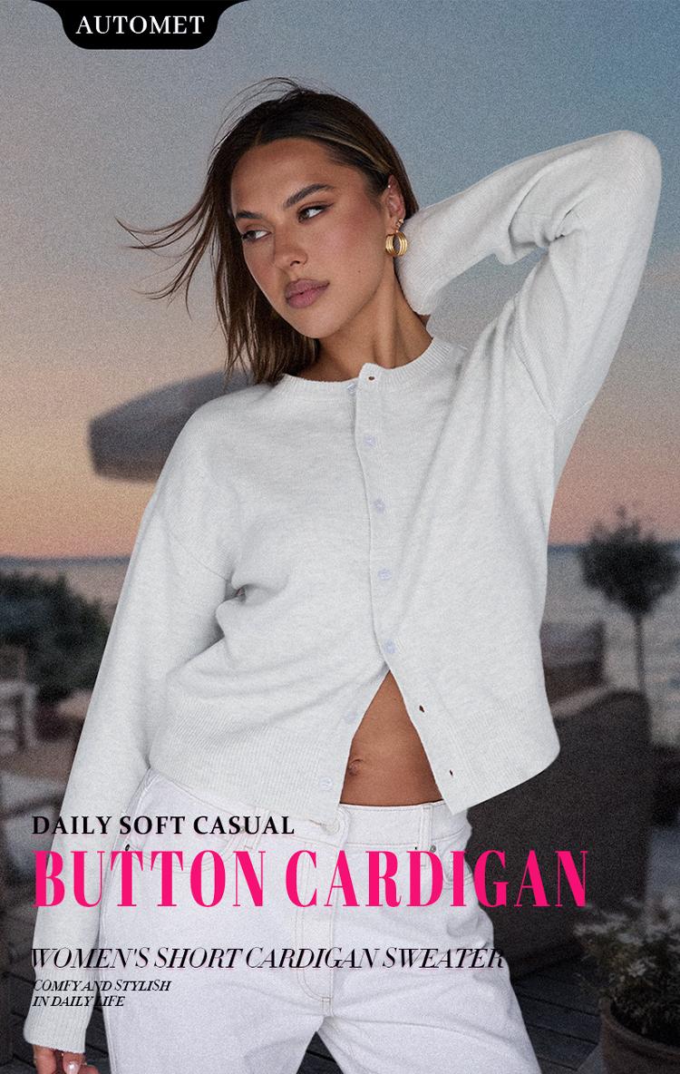 AUTOMET Cropped Cardigan Sweaters for Women Lightweight Crop Cotton Knit Y2k Fall Outfits Fashion Clothes 2025 Fallreshness Soft Open Front Long Sleeve Casual Wear SpringStatements