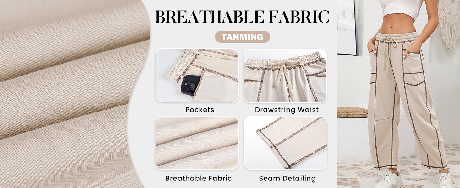 Tanming Women’s Baggy Barrel Pants Wide Leg Lounge Sweatpants with Drawstring Pockets Tanming Women’s Baggy Barrel Pants Wide Leg Lounge Sweatpants with Drawstring Pockets
