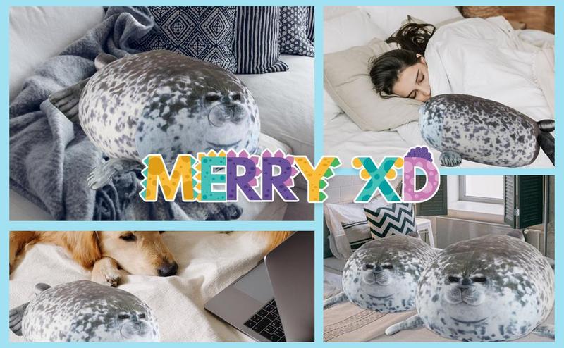 17.6Inch Chubby Blob Seal Pillow, Large Seal Plush Pillow, Soft and Cute Seal Stuffed Animal Toy for Kids and Adults, Great Gift Idea for Christmas, Birthdays and Anniversaries
