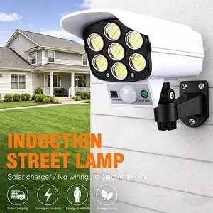 1:1 Fake Security Camera with Solar Light - Motion Sensor & Remote Control, 2000 Lumens LED, IP66 Waterproof, Wireless & Rechargeable, Deterrent Decoy for Home, Garden, Patio, Driveway