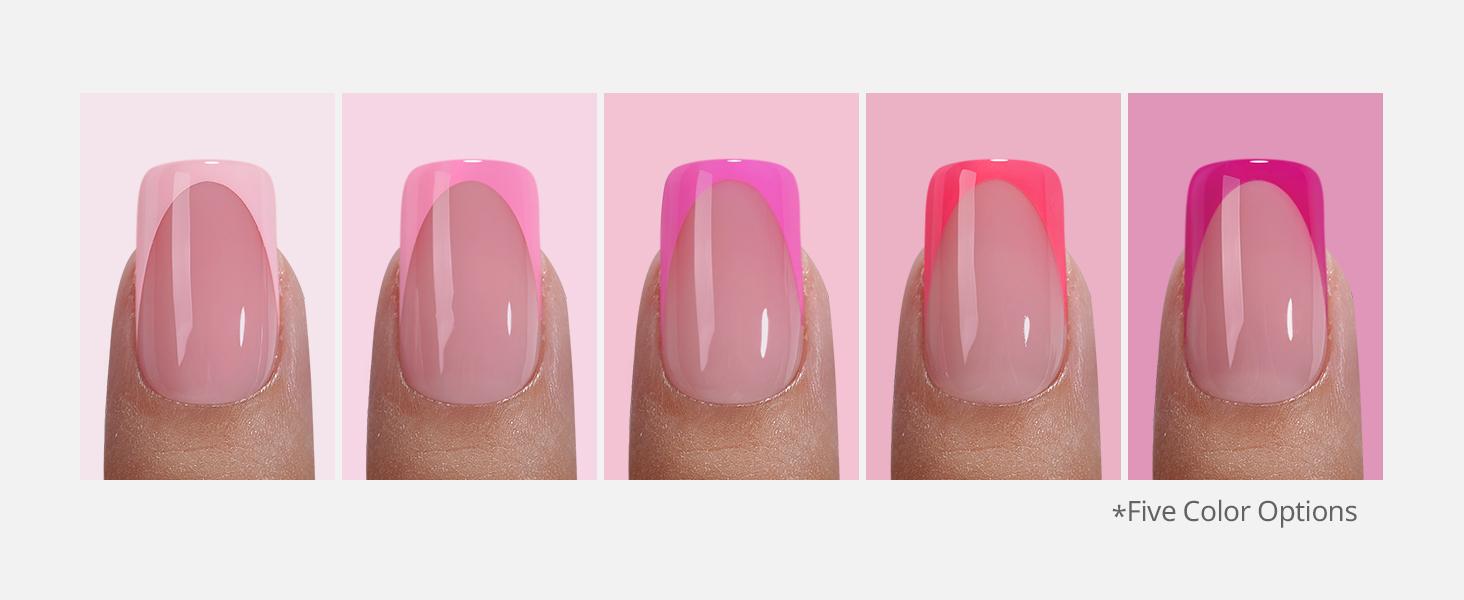 BTArtboxnails XCOATTIPS Press on Nails - 150pcs Pink Short Square or Almond French Tips, Pink Soft Gel False Nail, Soak Off Acrylic Fake Nails Extensions