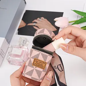 2025 Lipstick Case, Travel Lipstick Bag with Keychain for Perfume Fingernail Polish, Mini Leather Lip Gloss Organizer