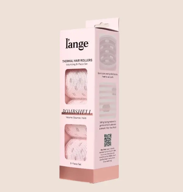 L'ANGE HAIR 8-Piece Unisex Unscented Self-Gripping Ceramic-Core Thermal Curler Rollers Set - Hot Curlers for Smooth Volume, Bouncy Curly Locks, Frizz-Free Finish, Lightweight Self Care Hair Styling Tool