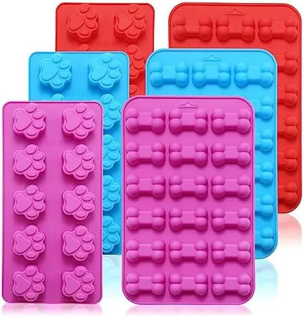 6PCS Silicone Molds Puppy Dog Paw and Bone, Elegant Chocolate Molds for Baking, Non-Stick gummy molds, Dog Treat Molds, Used for Chocolate, Candy,Pudding, Jelly,Ice Cube,Biscuits,Dog Treat