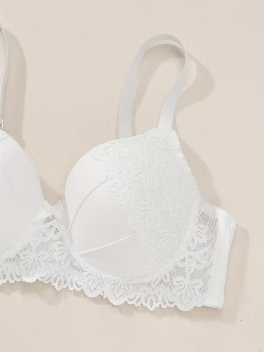 6pcs Women's Push-Up Underwire Bras - High Support Anti-Sagging Breathable Nylon/Elastane Blend, Bohemian Style Lace Trim & Solid Colors (Black/Red/Grey/Pink/Beige/Lavender) - Comfortable Everyday & Special Occasion Bras