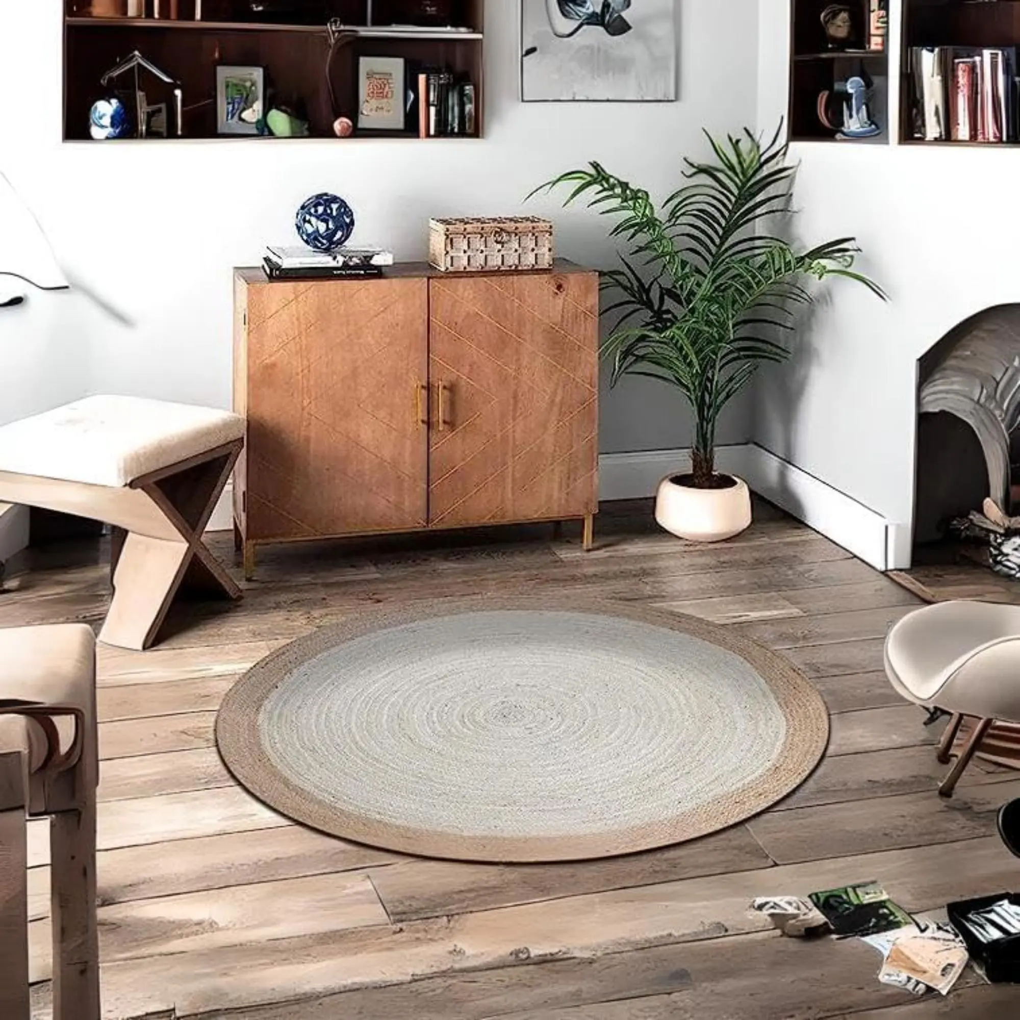 "Stylish Dining: Round Kitchen Rug (3x3 Feet, 36x36 Inches) - Elevate Your Kitchen and Dining Area! ️ #HomeStyle #KitchenDecor"