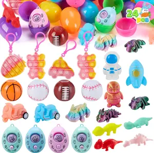 24Pcs Easter Eggs Prefilled with Assorted Toys, Easter Basket Stuffers for Kids, Easter Egg Hunt , Classroom Prize Supplies