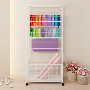 16 Tier Double Sided Ribbon Organizer Rack Freestanding 110lbs With Wheels Storage home essentials