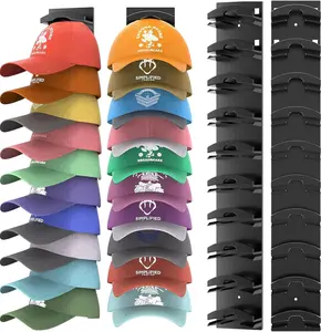 Hat Hook for Wall 2 Pack Hat Organizer Holds Up to 20 Hats with Cap Holder for Closet Door and Bedroom Black - Decor Key Hook Wall Mounted Shelf,Mother's Day,Teacher appreciation gifts