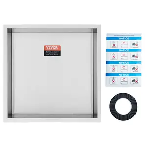 VEVOR 13"x13" No Tile Shower Niche 304 Stainless Steel,  , Wall-Inserted Niche Recessed Double Shelves, Sealed Waterproof Rust-Resistant Modern Niche for Shower Bathroom Soap Storage, Silver
