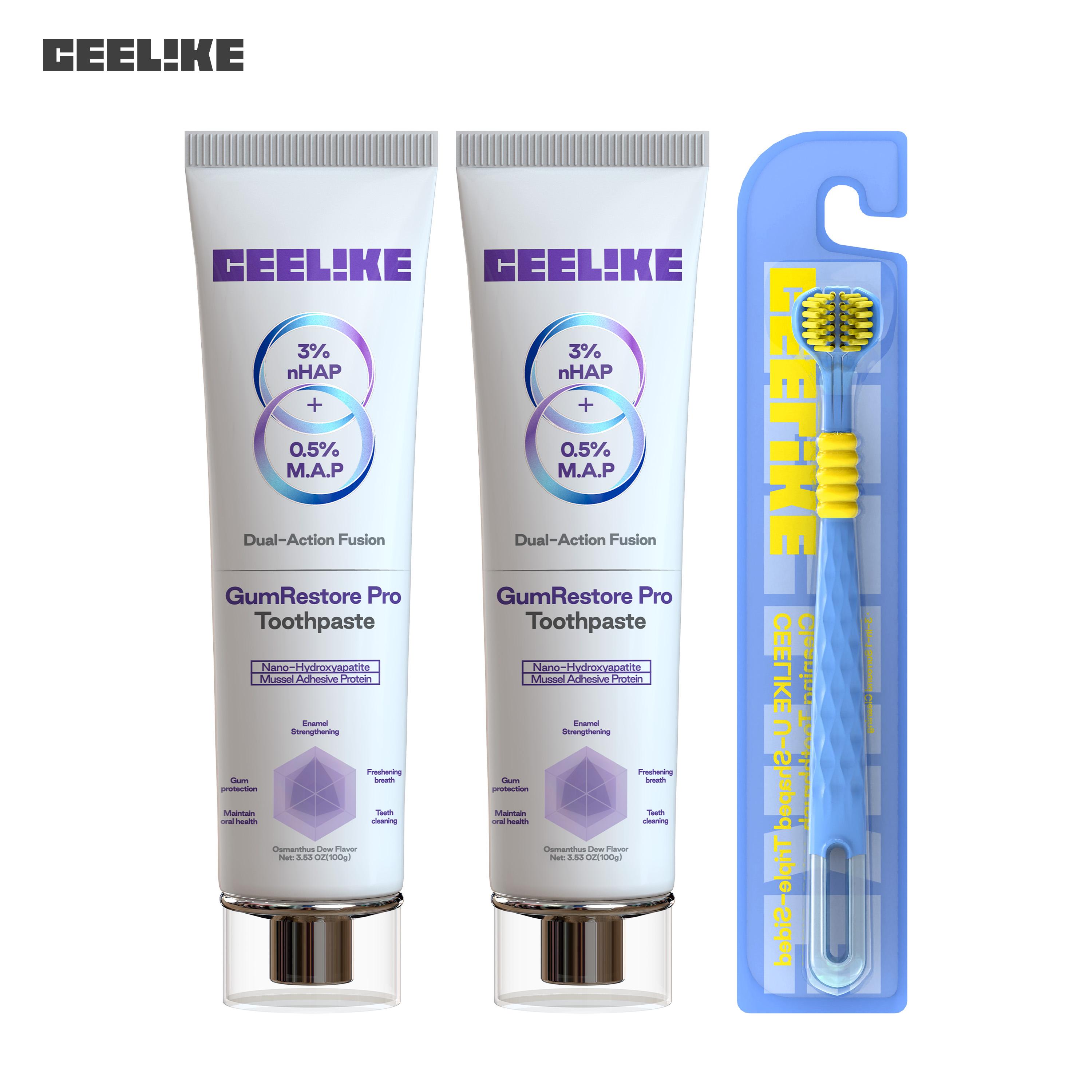 CEELIKE 3-Sided Toothbrush + 2 Toothpaste Set – 360° All-Around Cleaning, Gentle Care, Ideal for Daily Oral Care, Travel-Friendly Design, Available in Multiple Combinations.