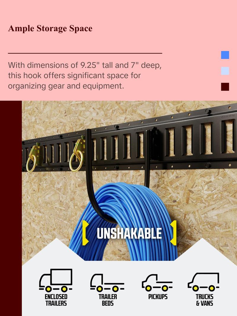 Heavy-Duty 7" Large E track J-Hook