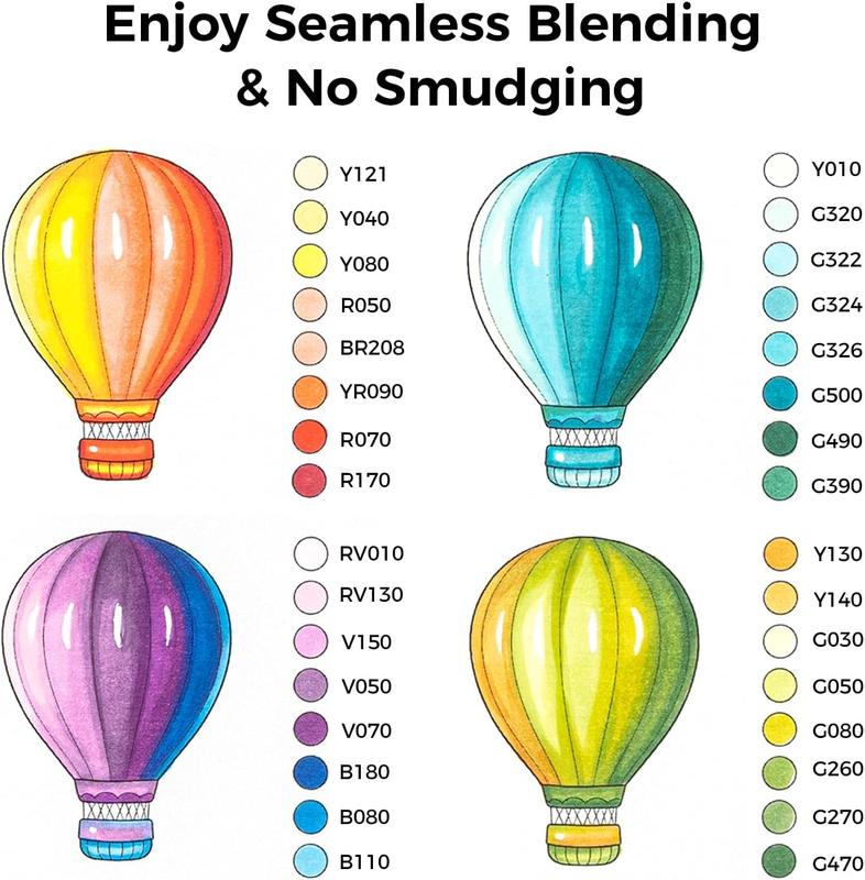 Ohuhu 104-color Alcohol Markers Brush Tip - Double Tipped Alcohol Marker for Artists Adults Coloring - Brush&Chisel/Fine - Refillable Ink - Christmas Gift