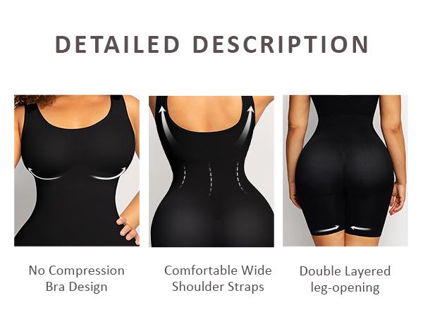FeelinGirl Shapewear Bodysuit for Women Tummy Control Seamless Butt Lifting Thigh Slimmer Full Shapewear Comfort Fabric Womenswear Fit