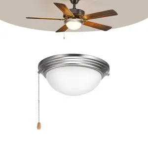 VEVOR Ceiling Fan Light Kit, 750lm 3000K Fan Light Kit with Pull Chain, 2 LED Bulbs, Modern Replacement Fixture for Living Room, Dining Room, Bedroom, Frosted Milk Glass Shade Brushed Nickel Finish