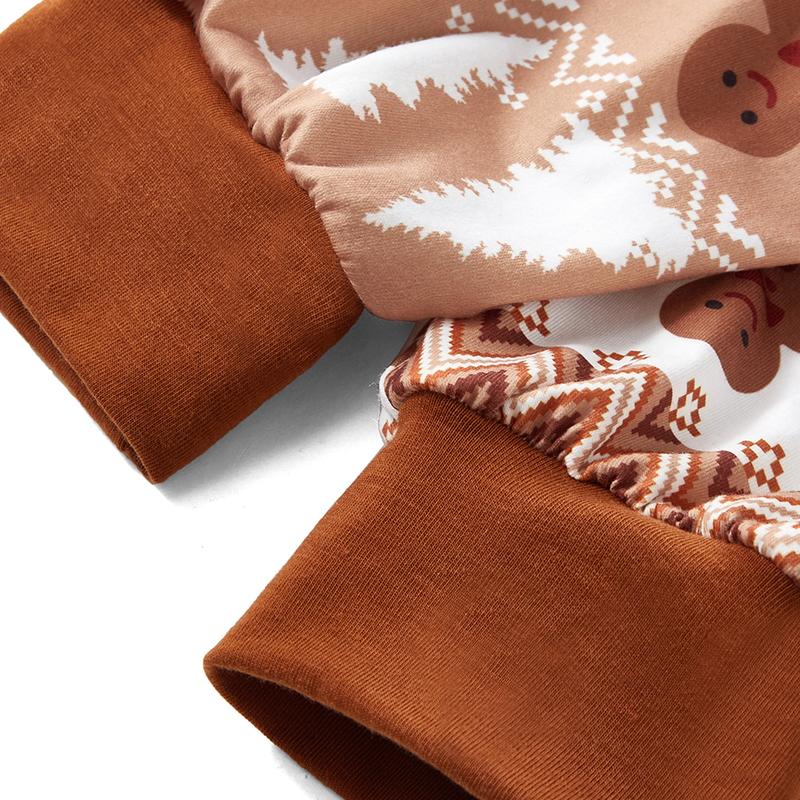 MOSSRIVER Christmas Family Matching PJs Soft Long-Sleeve Gingerbread Holiday Set Knit Baby Romper with Cookie Baking Crew Graphic Pajamas