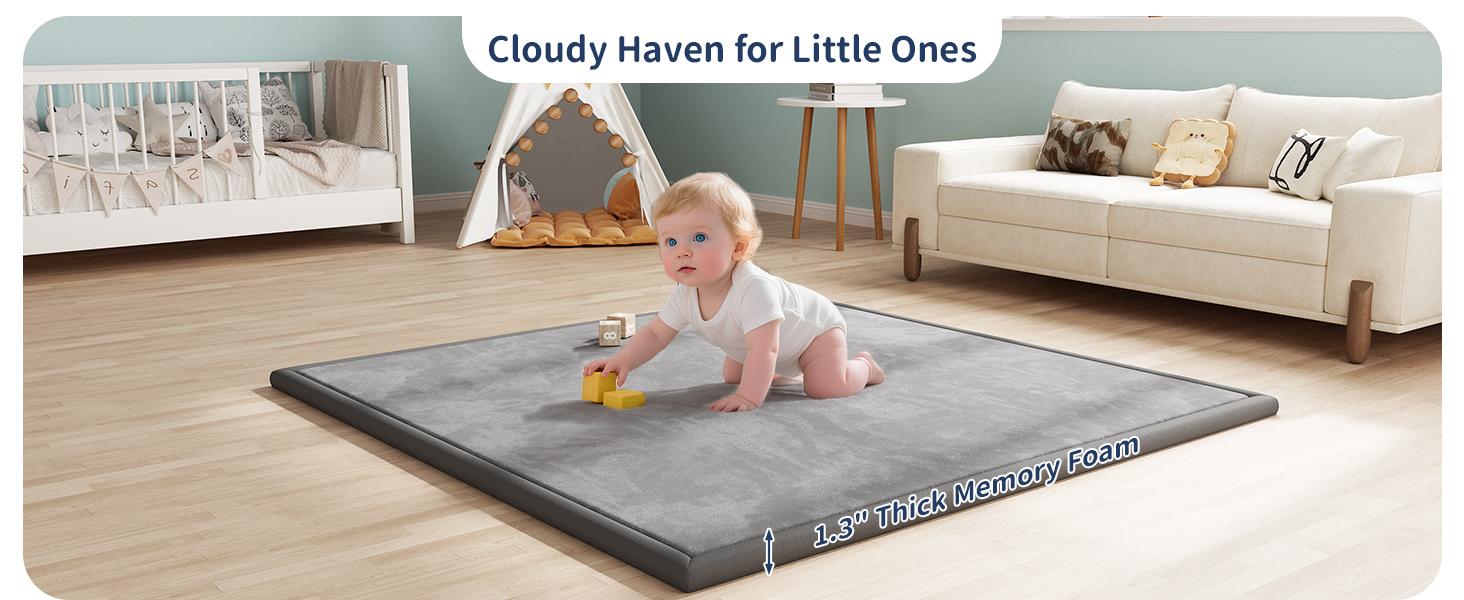 50''/59"/71"/79" Baby Play Mat for Floor 1.3'' Thick Memory Foam Tummy Time Mat Super Soft Coral Velvet Nursery Rug with Non-Slip Backing Crawling Rug for Toddlers Infants Yoga & Tatami Use SpringStatements 50''/59"/71"/79" Baby Play Mat for Floor 1.3'' Thick Memory Foam Tummy Time Mat Super Soft Coral Velvet Nursery Rug with Non-Slip Backing Crawling Rug for Toddlers Infants Yoga & Tatami Use SpringStatements
