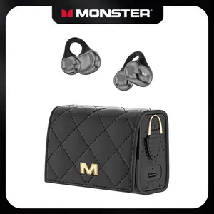 MONSTER Open Ear Earbuds Clip-On Headphones Over Ear, Bluetooth 6.0 Wireless Earbuds with 10mm Drivers Powerful Bass, 3.7g Lightweight Comfort Open Ear Clip, IPX5 Sweatproof, 100H Playtime Mini Purse Design, Great Gift for Women