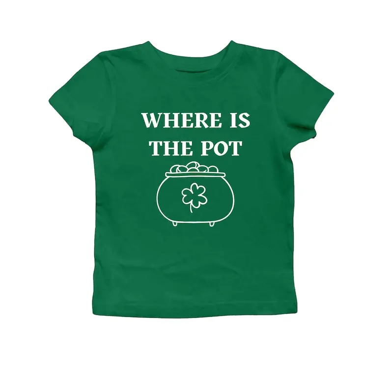 Where's the Pot St Patricks Day Baby Tee, Irish Apparel, Lucky Clover Crop Top, Lucky Shamrock Baby Tee, Tank Top, Irish Day Tee, Crop Tank