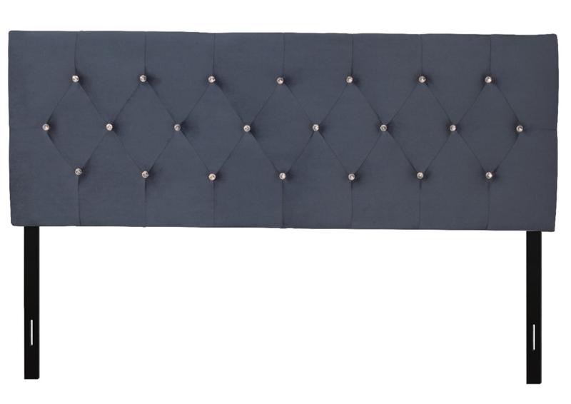 Favorer Concetta Diamond Tufted Velvet Upholstered Headboard, Silver Gray/Black/Blue/Pink