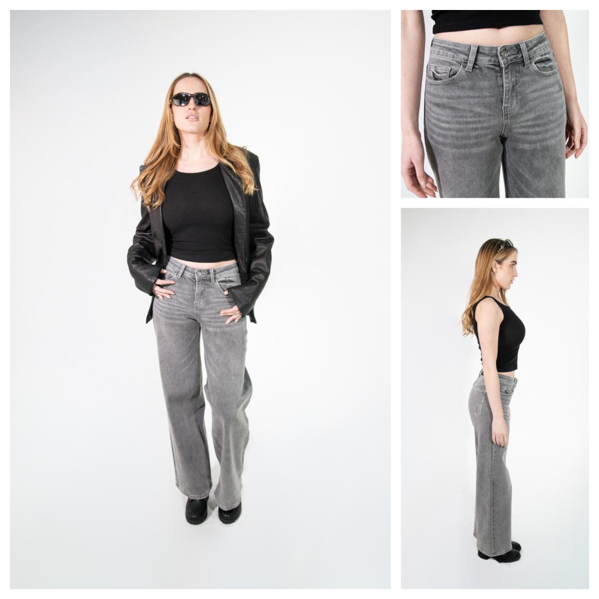 Magic ONESO Mid-low Rise Baggy Jeans Stretchy Wide Leg for Women Distressed Pants Womenswear Bottom 8001 Lady Basic Minimalist Comfortable Denim Tummy Control Curve Hugging Plus Size Regular Size BBL Spring Fashion Daily Outfits