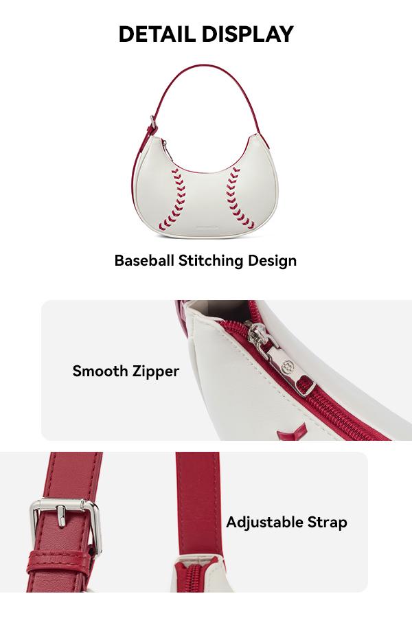 BOSTANTEN Baseball Shoulder Purses for Sport Baseball Mom Trendy Small Hobo Bag Vegan Leather Women Handbags for Daily Events