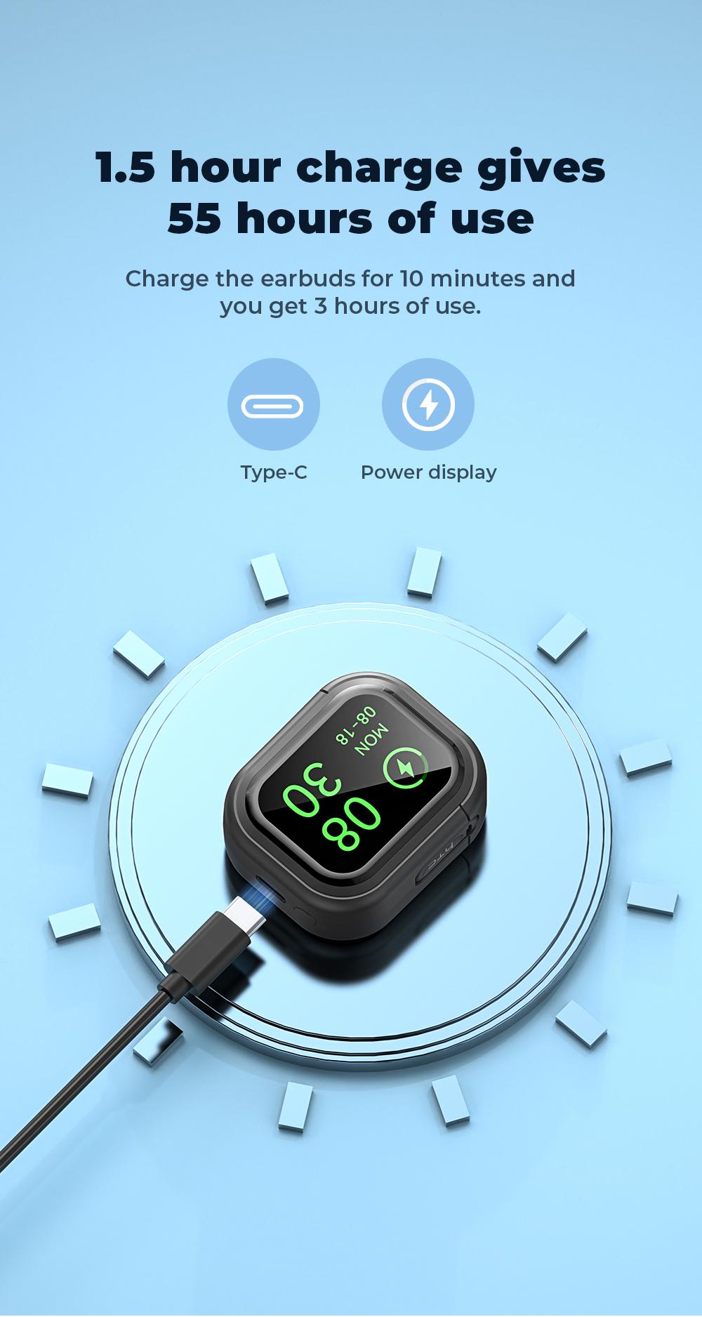 HTC NE20 OWS - Wireless Bluetooth earphones, LED display, Bluetooth 6.0, charging case, IPX5 waterproof. HTC's pinnacle product