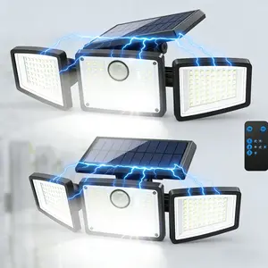 Solar Guard 2 Pack Solar Security Lights with Remote Motion Sensor 3 Adjustable Panels IP65 Waterproof Easy 3-Step Wireless Install for Driveway Garage & Yard Safety