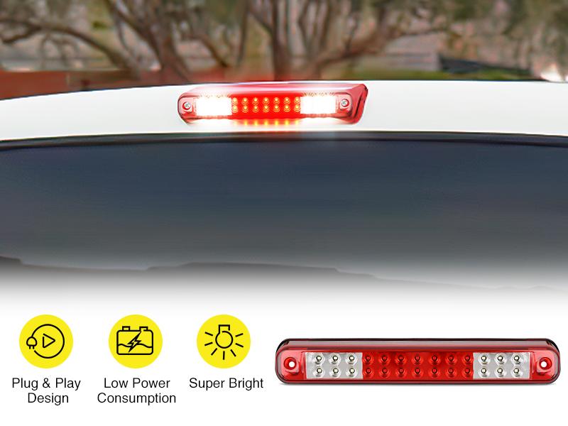 Nilight Third Brake Light Tail High Mount 3rd Stop Cargo Reverse Lights Red Lens Compatible with Chevy GMC C/K Series 1500 2500 3500 1988-2000 Chevrolet Blazer 1992 1993 Chevy Silverado 1994-1998