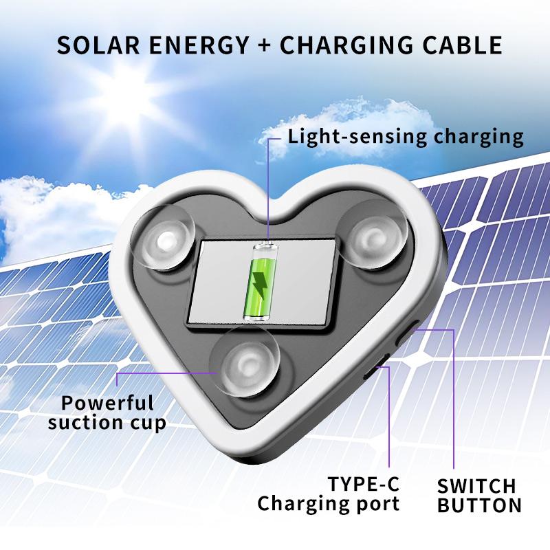 Solar Powered Wireless LED Triangle Heart Shape C-Pillar Neon Light for Car Interior Decor Eco-Friendly Modern Stylish Look