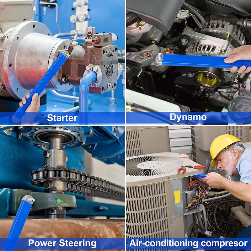 Heavy Duty Steel Offset Extension Wrench Set With 1/2-inch, 1/4-inch, 3/8-inch Drive Adapters, Adjustable 60° Swing Arm, Chain Drive, Ergonomic Grip, Pentagon Head Versatile Extension Mechanic's Tools Universal Extensions Wrench for Small Place