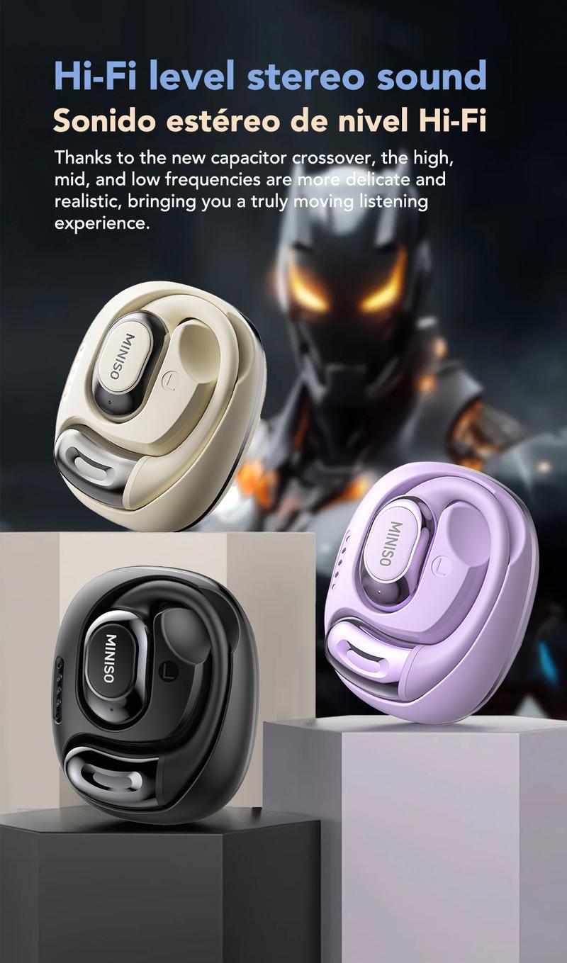 MINISO MS156 Ultra Open-Back True Wireless Bluetooth Earbuds High-Fidelity Stereo Sound IPX5 Waterproof Sports-Style Ear Tips Solar-Powered Anti-Theft Mount for Nest Cam Translation Earphones