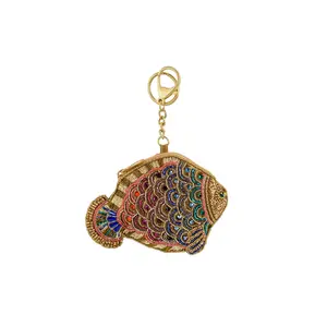 Shimmer Fish Beaded Coin Purse Keychain
