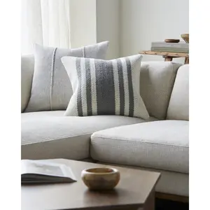 Becki Owens x Livabliss Brett Modern Thick Striped Accent Pillow, Home Decorative Cushion, Soft Padded Cushion