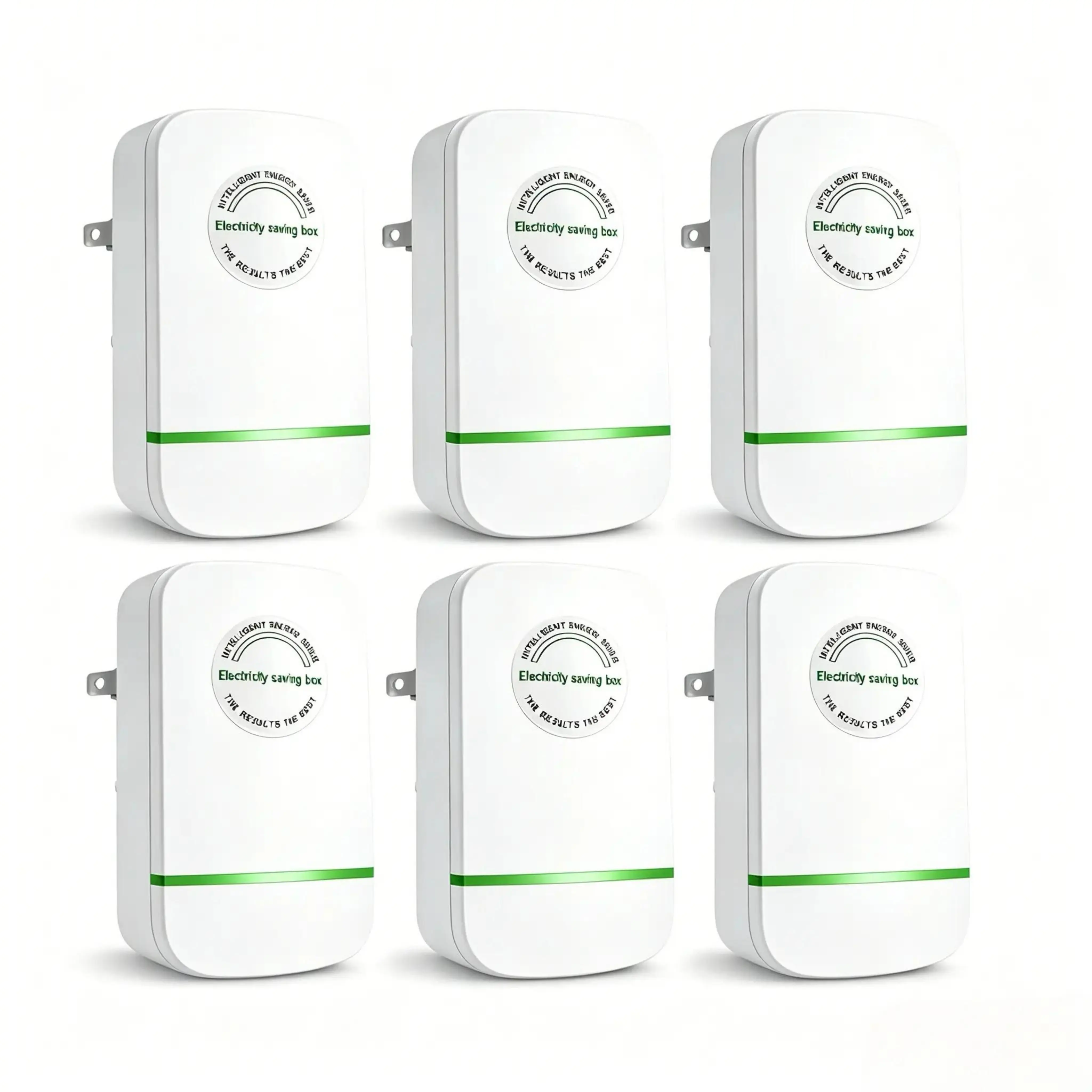 6pcs US Plug Indoor Plug-In Power Box Saver, 2026 Updated Design, 90-250V Input, Easy-to-Use voltage optimization range wall Energy Saving Electricity Saver Box powersaver bill appliance office
