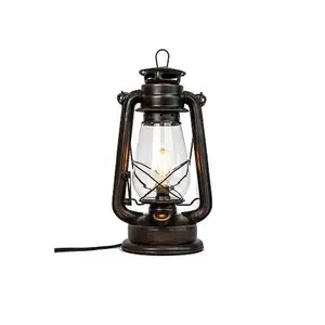 Electric Lantern Table Lamp Medium Rustic Patina Finish Dimmable