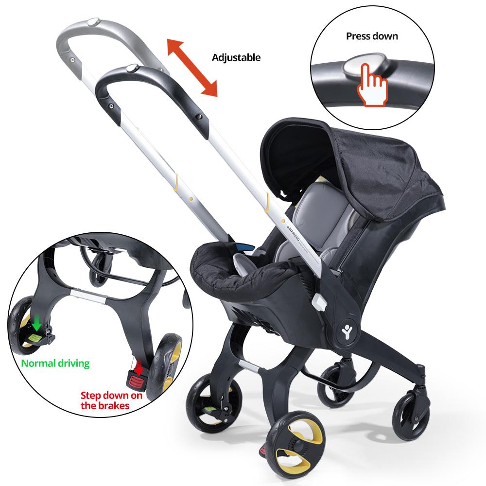 (No Have Base)Baby Stroller with a Bag,High Quality & Multi functional Newborn Stroller, 4 Wheel Travel stroller for , Foldable Infant Stroller without Latch Base Summervibes BRODARK Baby Convertible Reversible pram