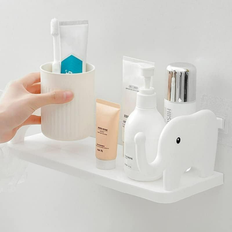 Multifunctional Elephant Shaped Storage Shelf, Cute and Convenient Elephant Storage Solution - Mini White Shelf for Kitchen, Study, Bathroom, Bedroom (Elegant White,1PC)
