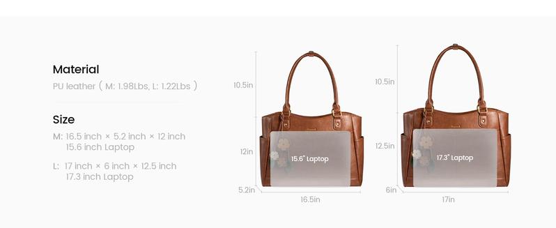 LOVEVOOK Women's Leather Laptop Bag with Large Cup Holder, Vintage Work Tote for Office & Travel, Thickened Compartment for Computer Protection, Elegant Design for All Occasions,TikTokShopStockUp