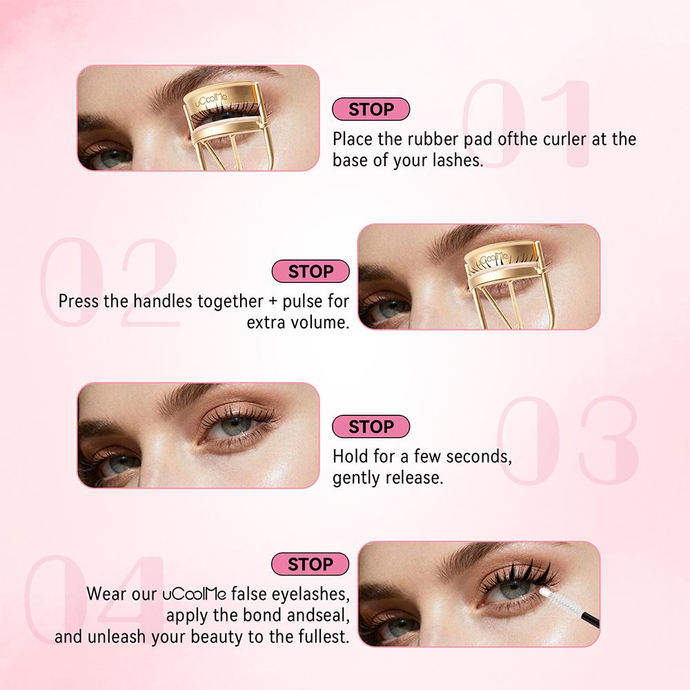 uCoolMe Silkaura Lash Curler Pro Silky Smooth Comfort Perfect Eye Contour Fit Lasting Natural Curl Luxury Metallic Design Spring Glow-Up